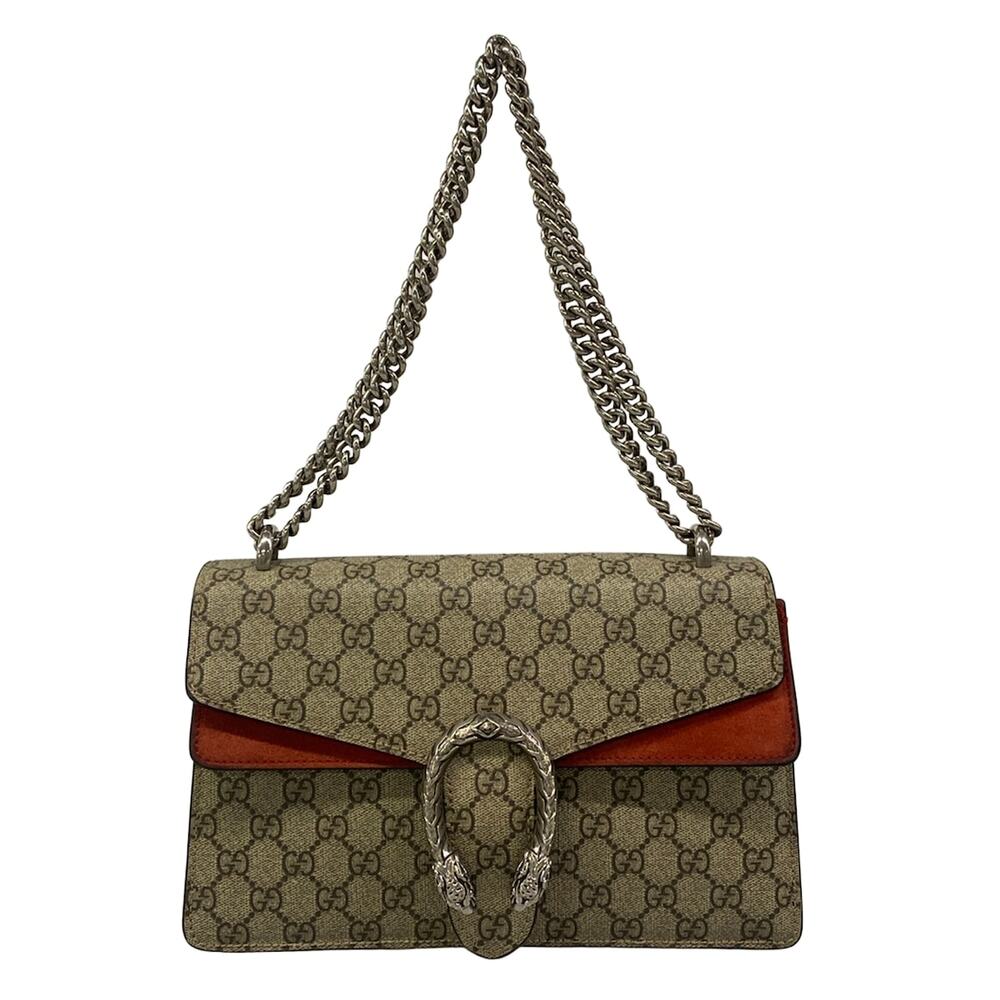 Gucci Dionysus Shoulder Bag 400249 Beige Brown Red PVC Suede